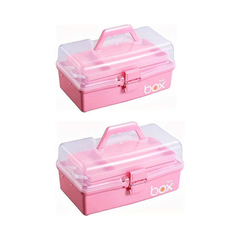Craft Organizer Storage Box Handled Storage Case 3 Layer with