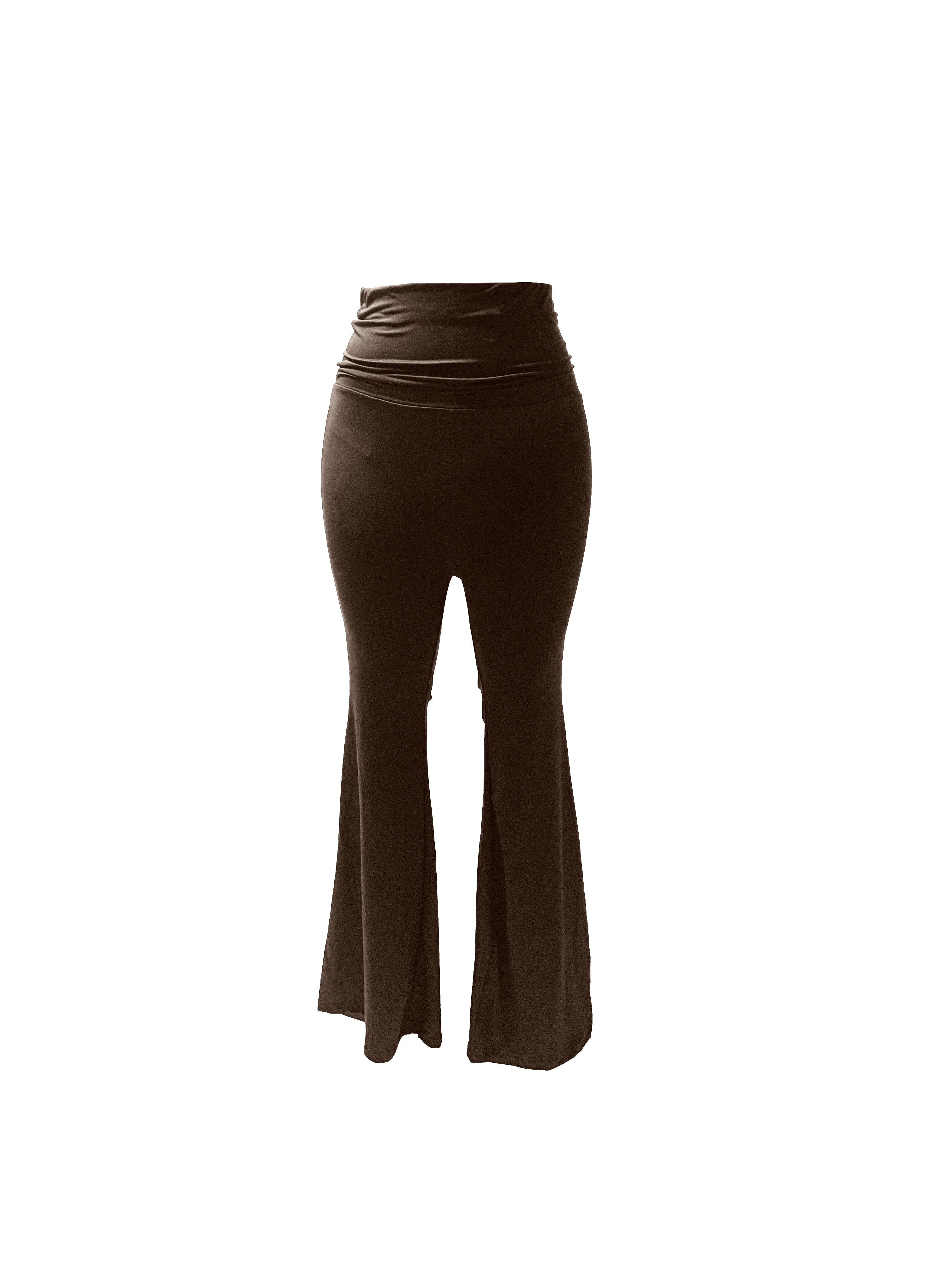 Brown Flared Leggings, Women's Fashion, Bottoms, Other Bottoms on