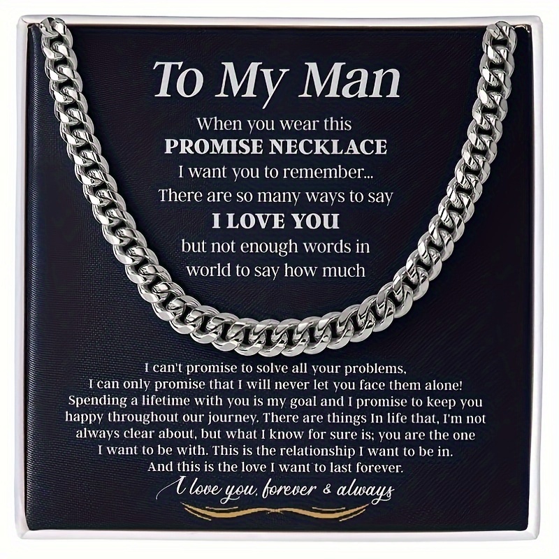 

To My Man Cuban Chain Necklace Gifts For Him, Promise Necklace For Men Jewelry, Wedding Anniversary Necklace For Him, Boyfriend Birthday Gift Husband Necklace, Mens Cuban Chain Necklace For Fiance