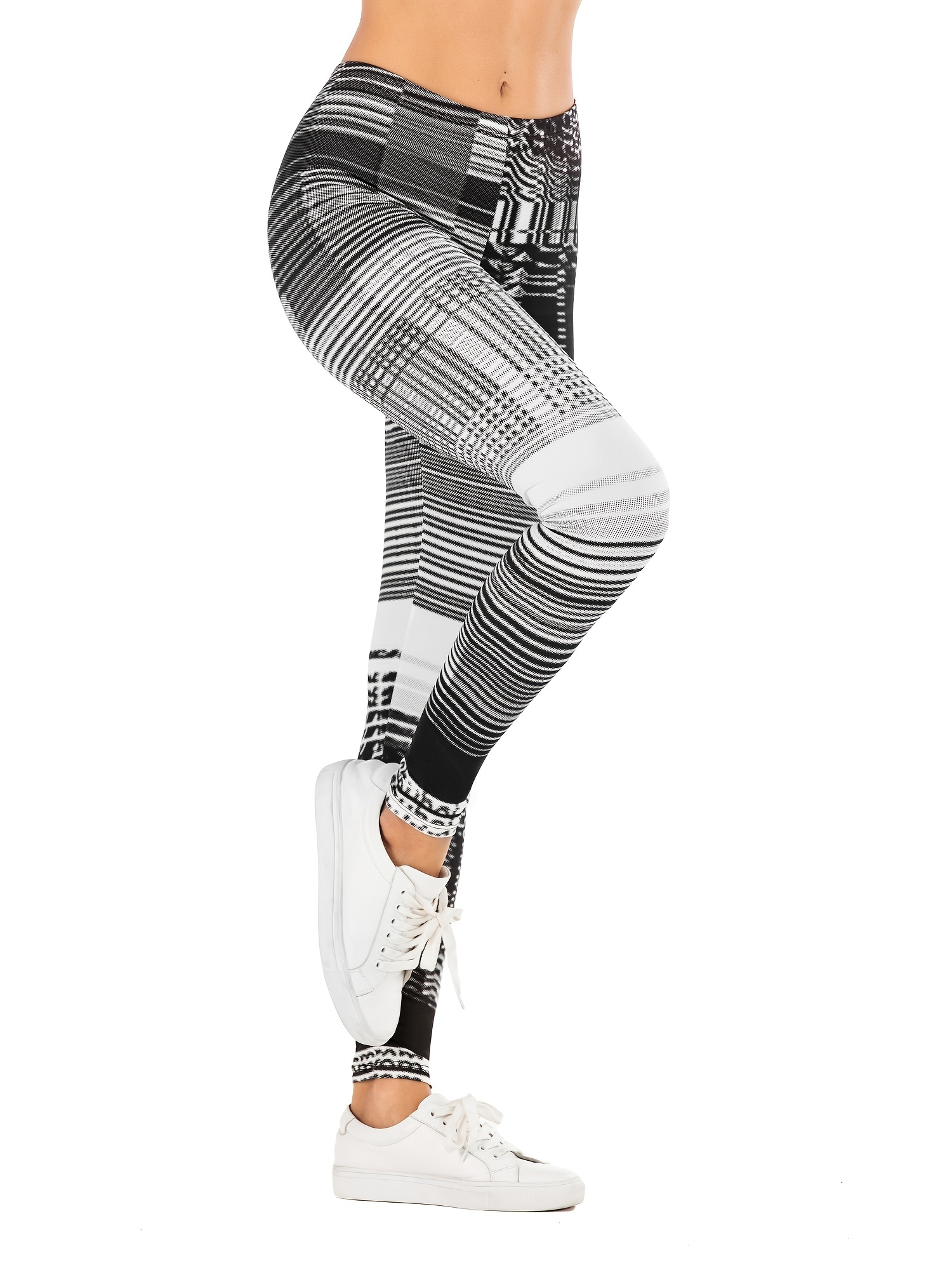 White and Black Grid legging  Popular leggings, Outfits with
