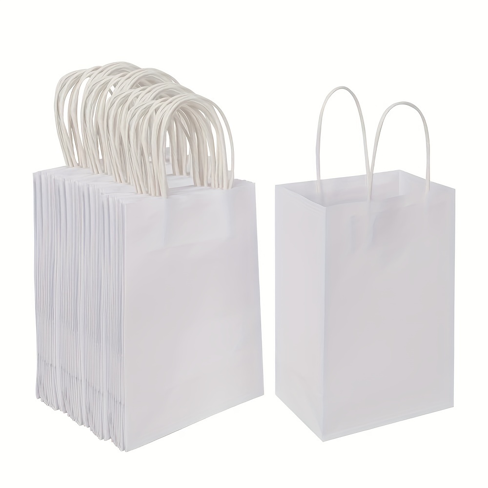 70pcs White Paper Bags with Handles 5.2x3.5x8 Inches Small Gift Bags Bulk