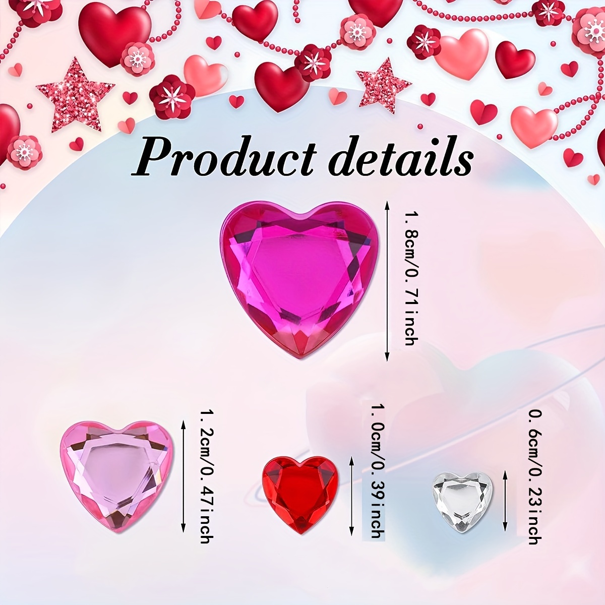 10 Pcs Acrylic Heart Rhinestone Heart Crystal Gems - Temu