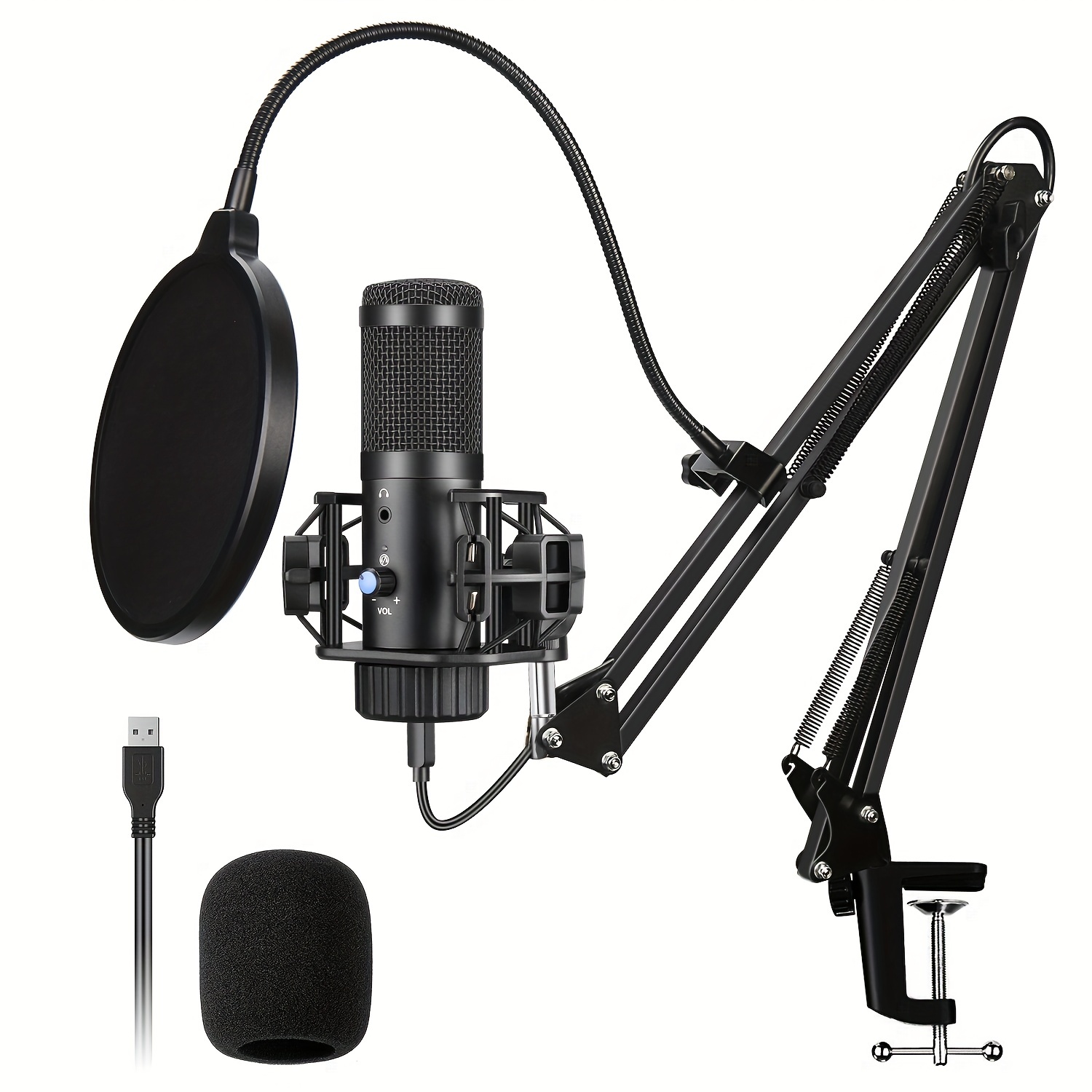 AK-5 Microphone À Condensateur USB Pour Le Streaming, Le Podcasting,  L'enregistrement En Studio Et Les Jeux