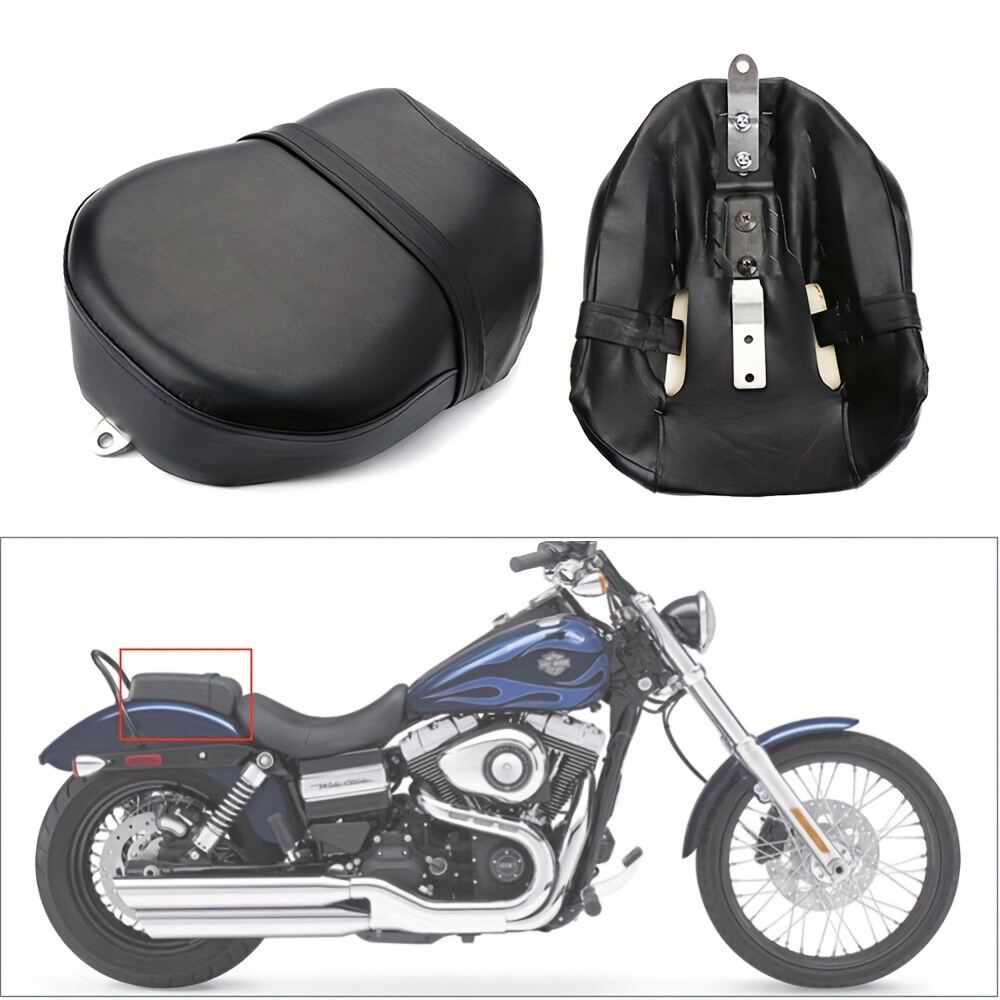 Motorcycle Black Rear Passenger Seat Cushion Pillion Leather Pad