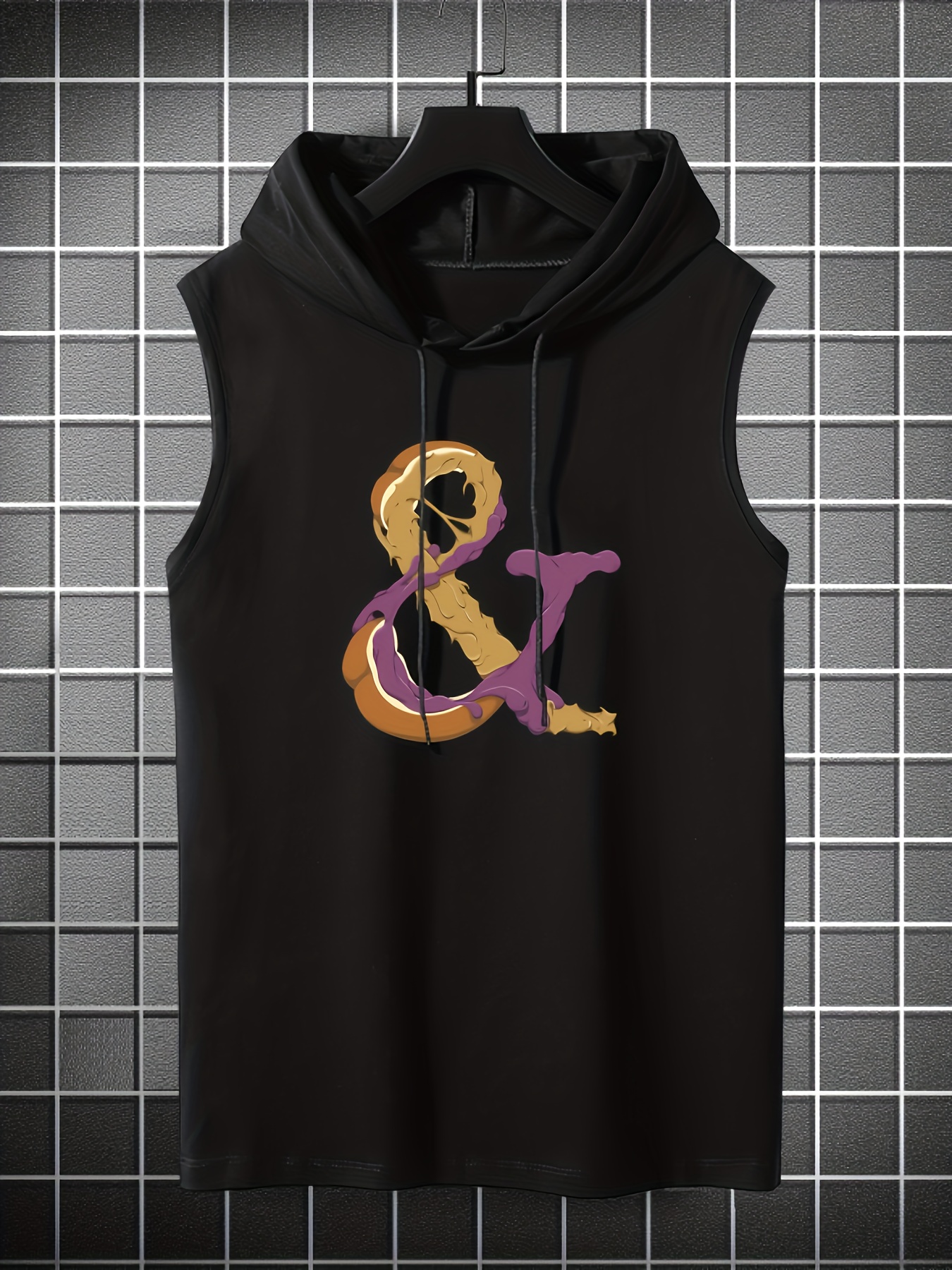 GYM Print, Men's Graphic Design Hooded Tank Top, Casual Comfy Vest For  Summer Workout Gym Fitness Men's Clothing Top