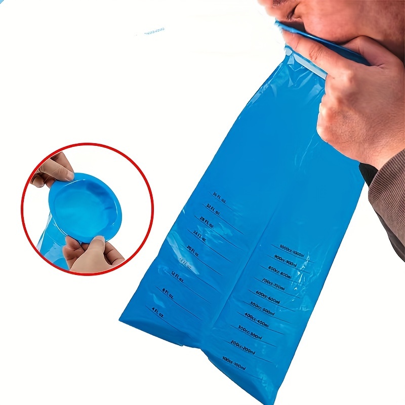 Paquete de 15 bolsas de vómito desechables, resistentes a las  fugas, bolsa azul portátil para vómito, de grado médico, bolsas de emisis  de 33.8 fl oz, bolsas para vómito para vómito