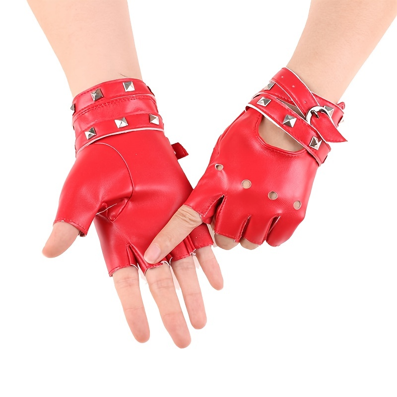 Summer Gothic Punk Style Fingerless Gloves Women and Men Half