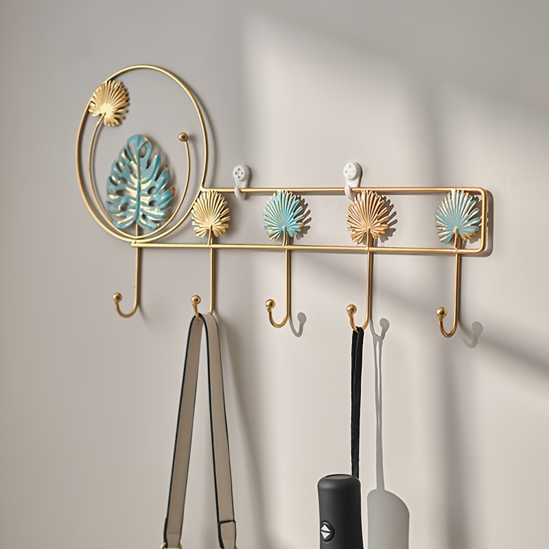 Golden Wall Hooks Decorative Set Of 6 In Luxury Leaf Dcor Style. Beautiful  Decorative Hooks For Room Organization