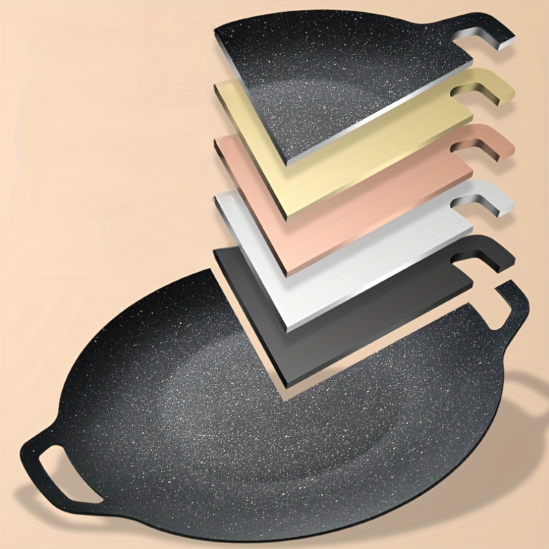 Cast Iron Crepe Pan, For Dosa Tortillas, Nonstick Round Griddle Grill Pan  For Bbq,, Round Bbq Griddle With Handle, Outdoor Indoor Grill Pan,  Multifunctional Stove Plate For Meats, Pancakes, Kitchen Accessories 