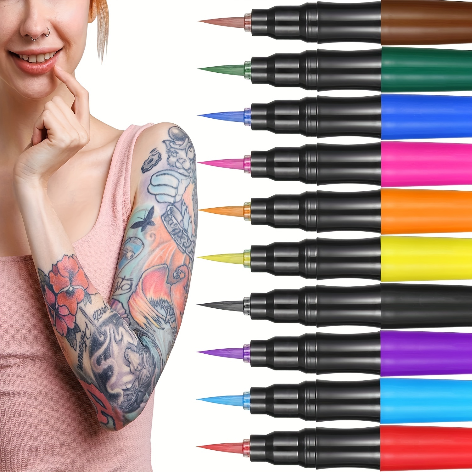 10 Colors Temporary Tattoo Markers For Drawing Safe Non-toxic Body Paint  Marker Washable Tattoo Pen Art Supplies