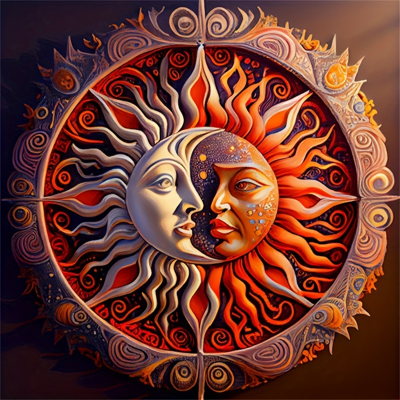 Diamond Painting Art Double Sided Ornaments Moon And Sun - Temu