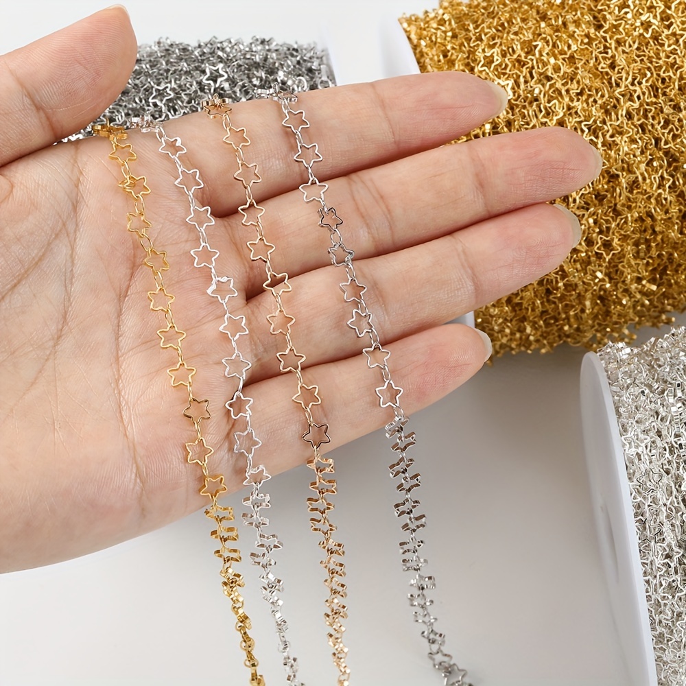 Golden And Silvery Hollow Star Pattern Chain Color - Temu