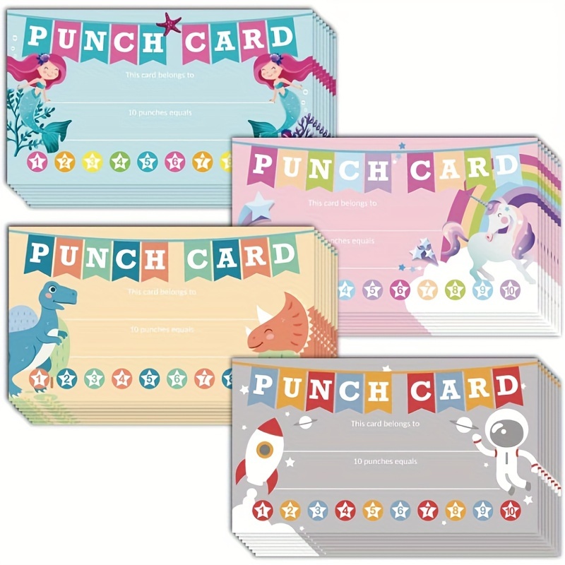 200 Pcs Behavior Punch Cards with Hole Puncher for Kids Reward Chart for  Kids Loyalty Cards for Classroom Students Teachers Business Kids Behavior  3.5