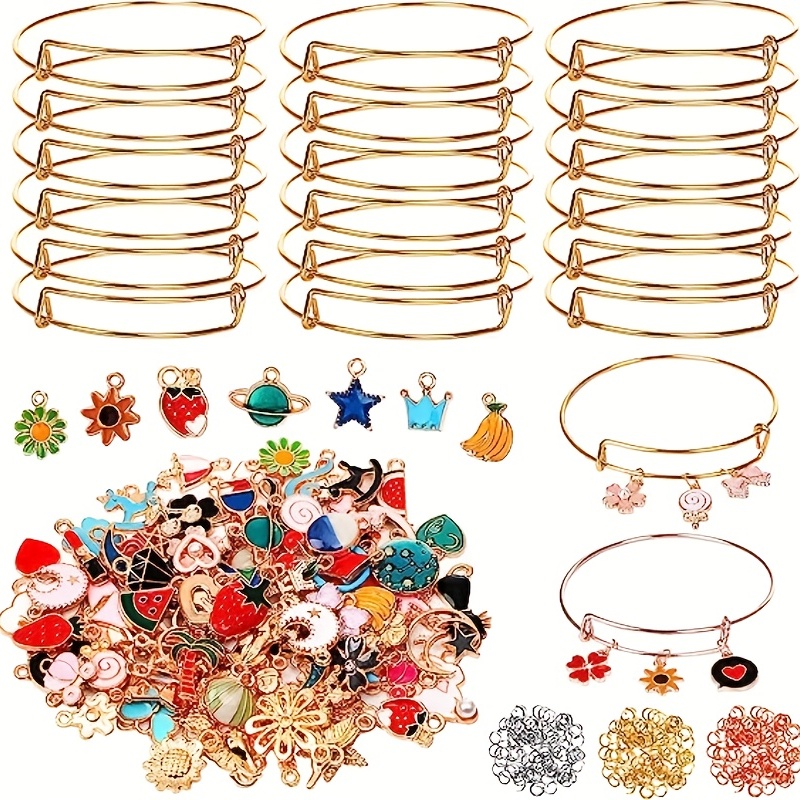 Jewelry Set Expandable Blank Bracelet Charm Bracelet Diy Set - Temu