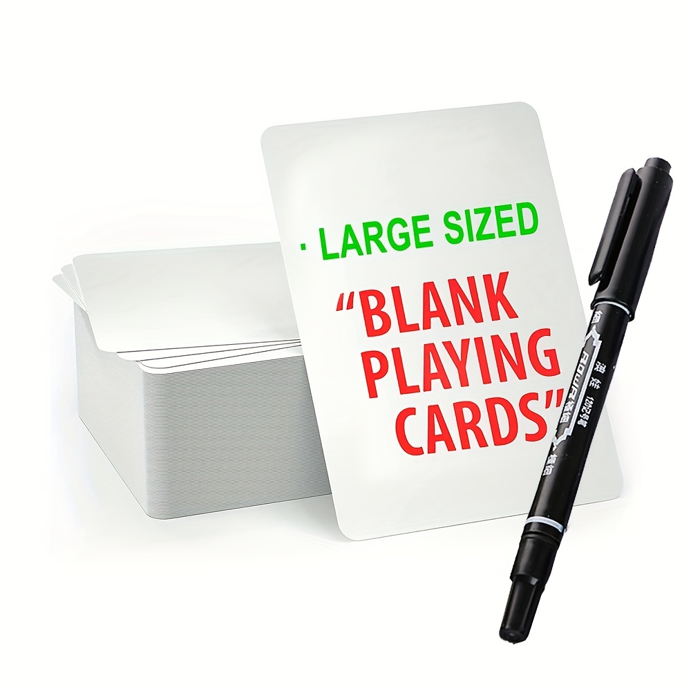 Large Size Blank Playing Cards Write On - Board Game Cards & Note Cards For  DIY Games,Business Cards,Learning Cards- Fun And Cool Playing Cards For Ki