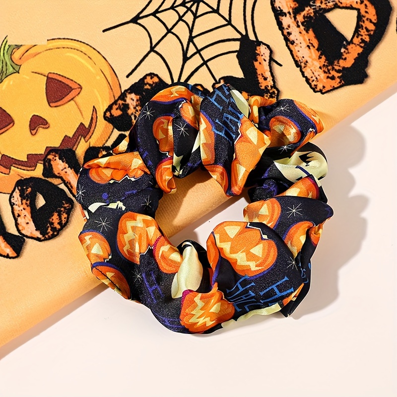 Halloween Hair Scarves Tie Pumpkin Skull Pattern Hair Ring Ponytail Holder  Hair Rope Women Girls Hair Accessories - Temu