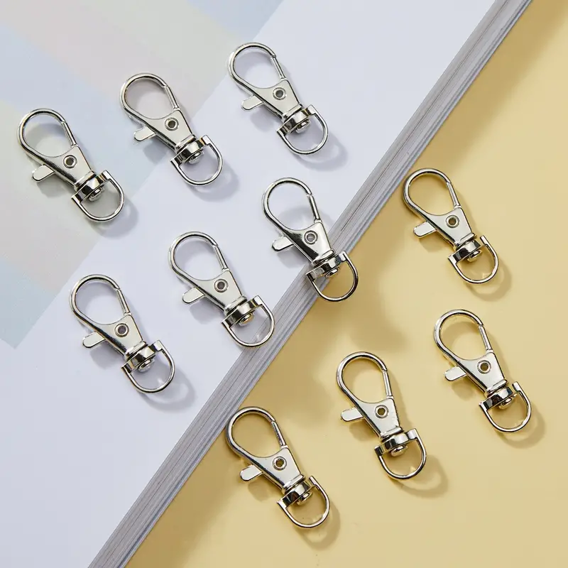 10pcs Silvery/Golden/Copper/Gunmetal Color Swivel Clasp,Keychain Clasp,Keychain Clasp Hook Connector Findings,Lobster Claw Clasp,Temu