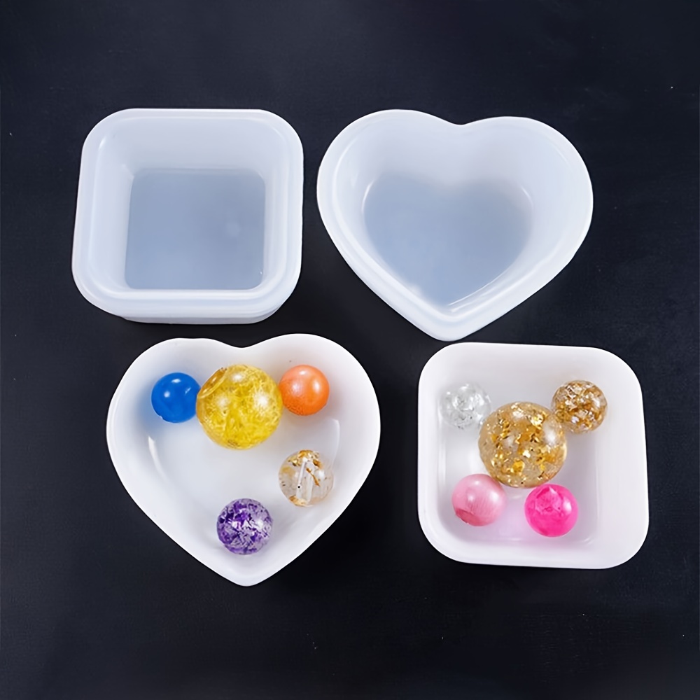 Crystal Epoxy Resin Mold Heart Shaped Dish Bowl Plate DIY Casting
