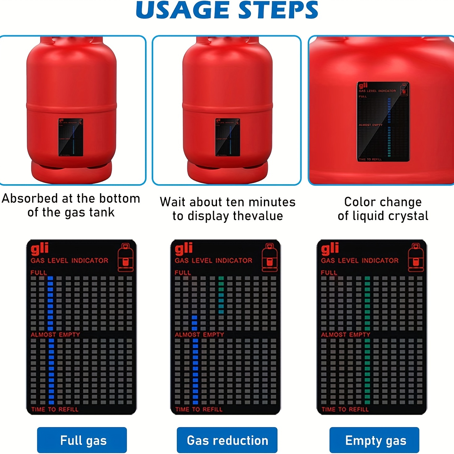Oudain Magnetic Gas Level Indicator Reusable Propane Fuel Level Indicators  Propane Tank Gauge Level Indicator Propane Tank Sensor for Home Kitchen
