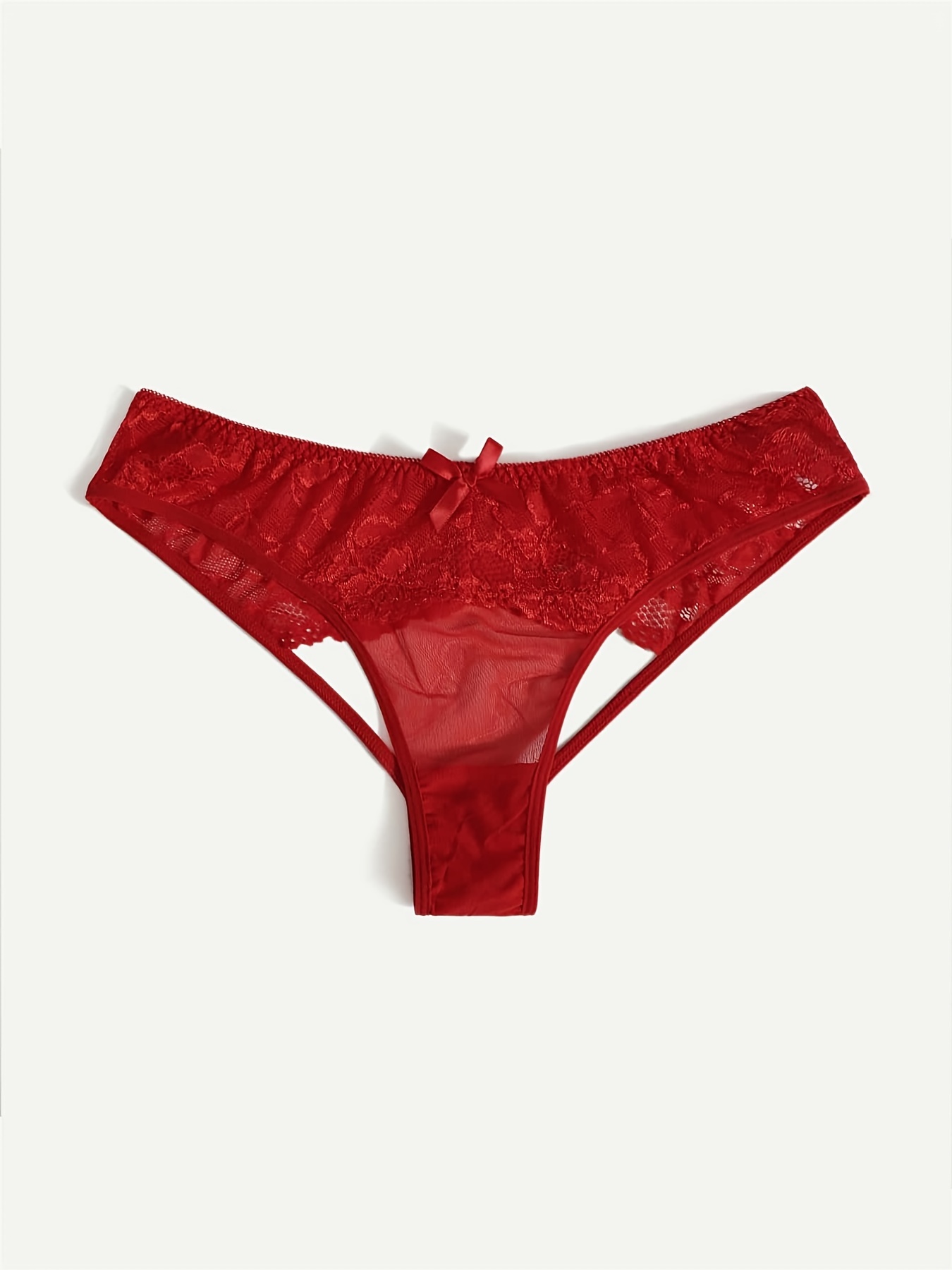 Women's Plus Size Sexy Panty Contrast Lace Solid Color - Temu