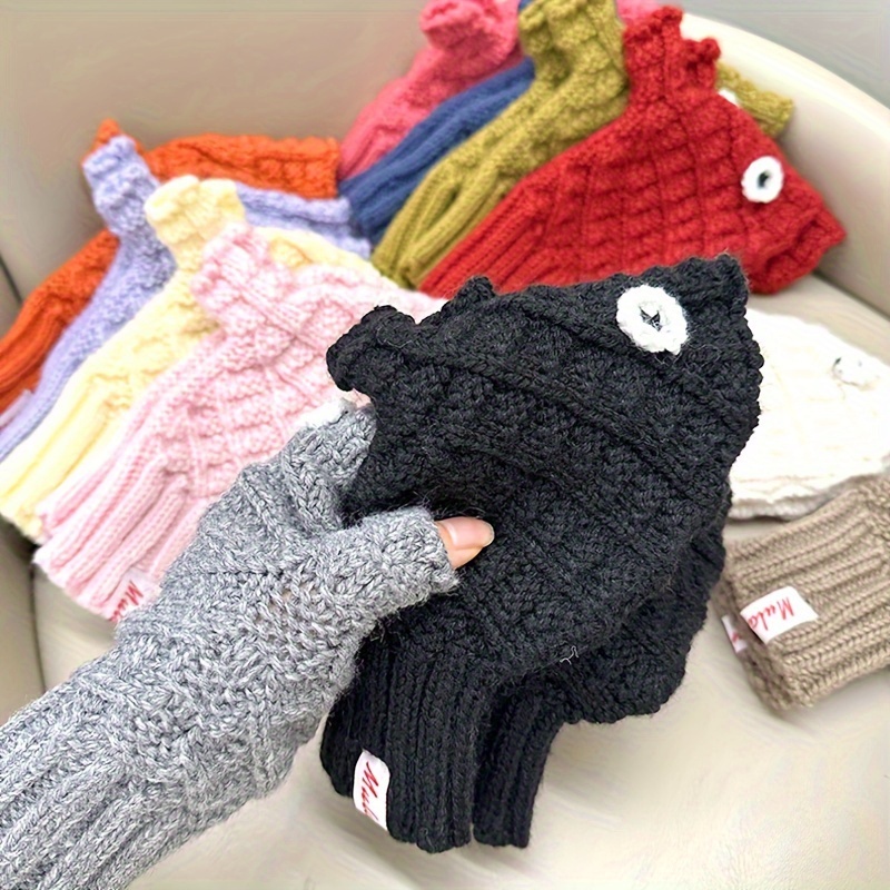 Cute Fish Shaped Knit Gloves Personalized Chic Fingerless - Temu