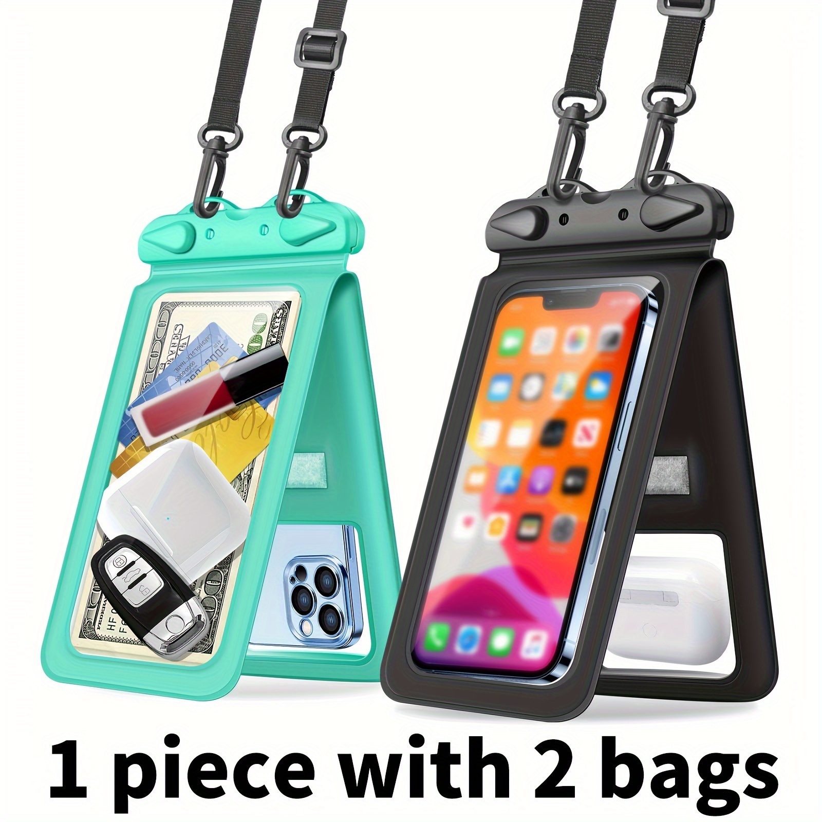 Funda impermeable para teléfono con cordón, paquete de 2 unidades, funda  impermeable compatible con iPhone 14 Pro Max/13/12/11/XR/X/SE/8/7, Galaxy