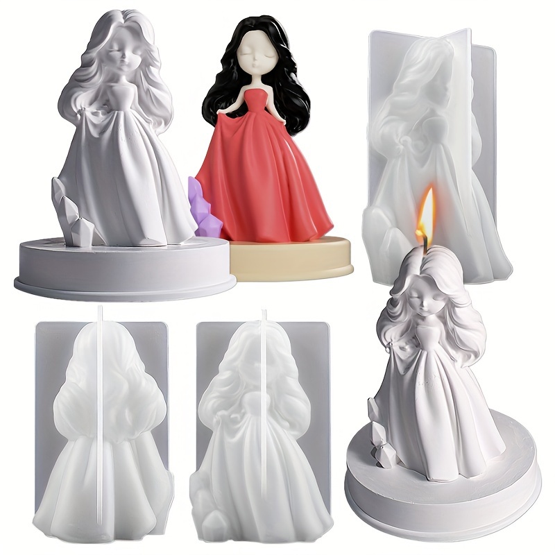 

1pc Pretty Princess Silicone Candle Mold Dress Beauty Gypsum Resin Dropping Glue Soap Making Tool Party Gift Decoration