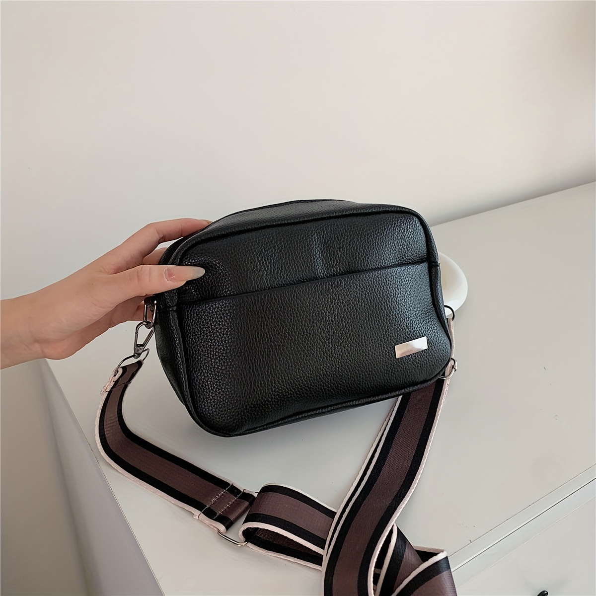 Casual Minimalist Vierkante Schoudertas Mini Rits Crossbody Tas