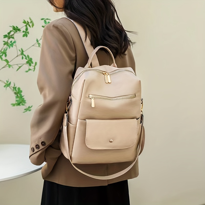 Large Capacity PU Leather School Backpack