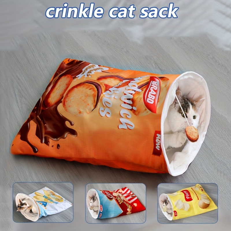 

1pc Cozy Pet Cat Bed, Crinkle Cat Basket, Nest Cat Sleeping Bag Cat Toy