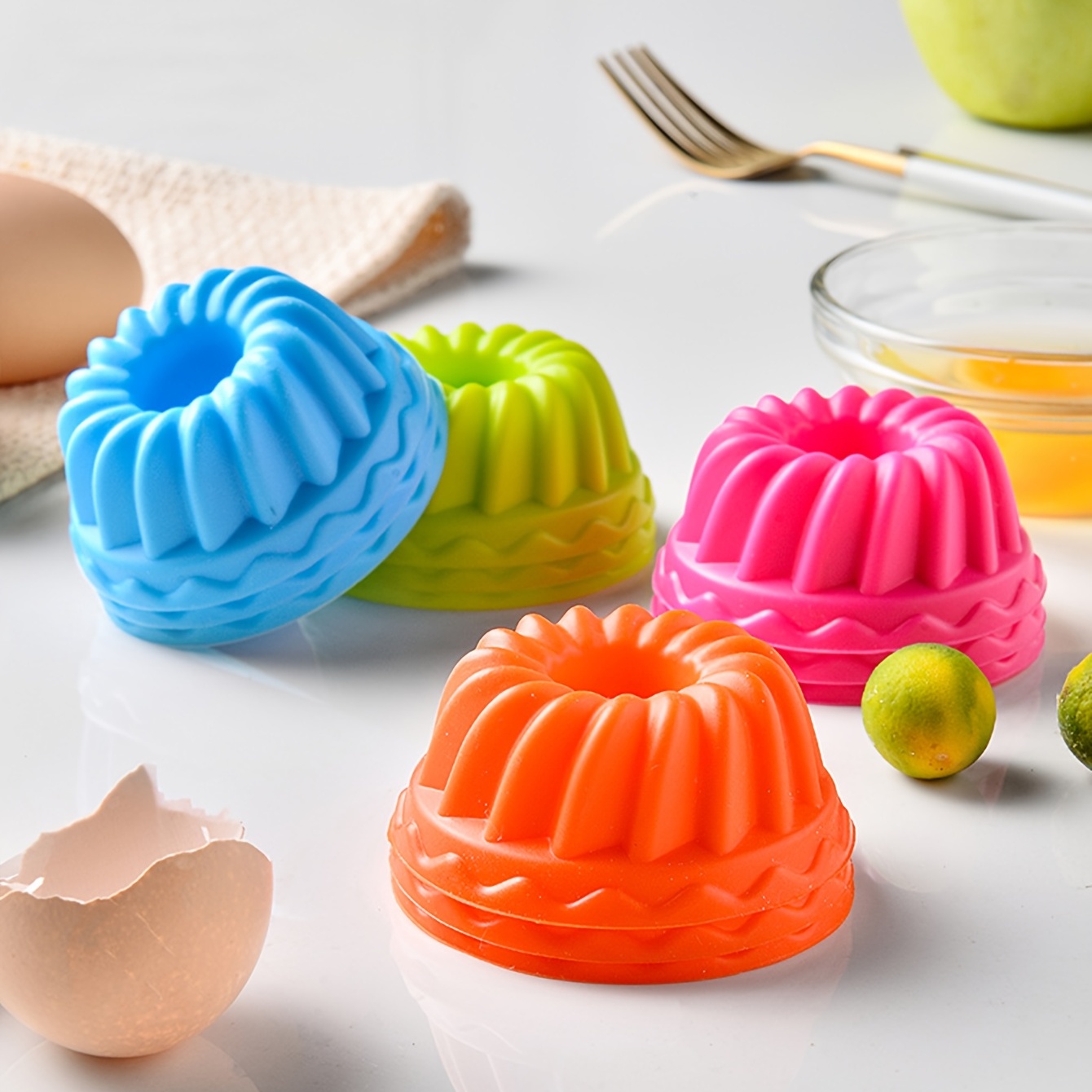 6pcs Random Color Silicone Cupcake Pans, Round Muffin Baking Molds,  Reusable Cups, Cake Molds