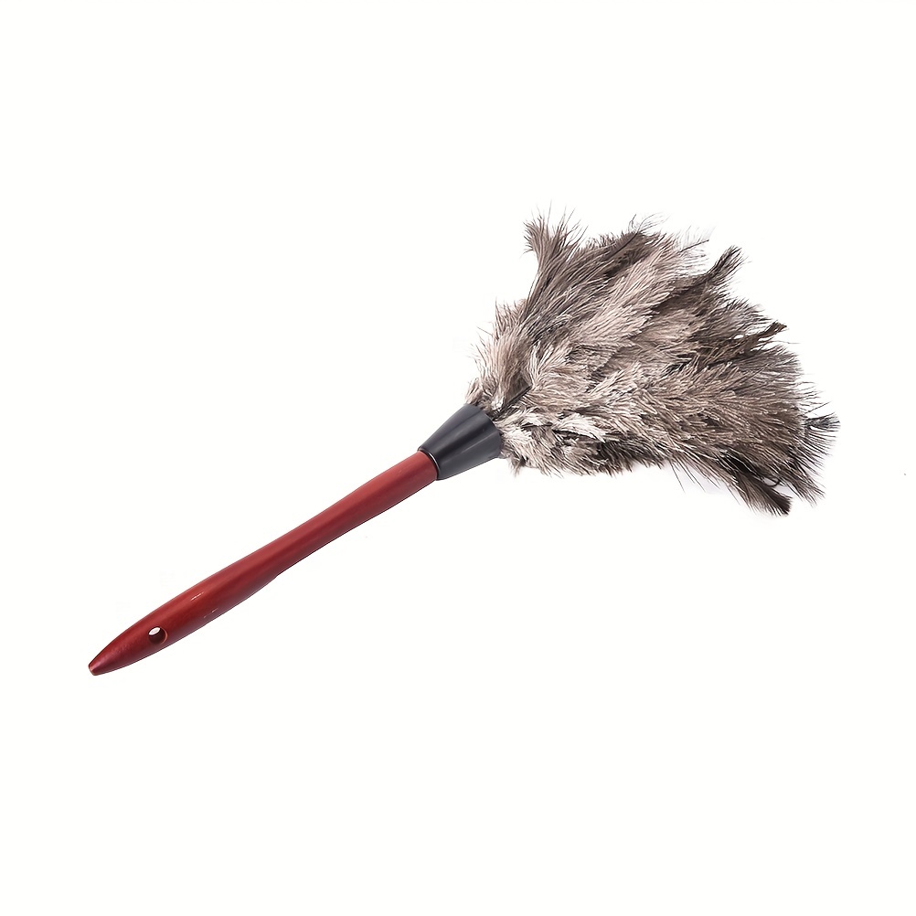 Anti-Static Ostrich Feather Fur Brush Duster Dust Cleaning Tool Wooden  Handle