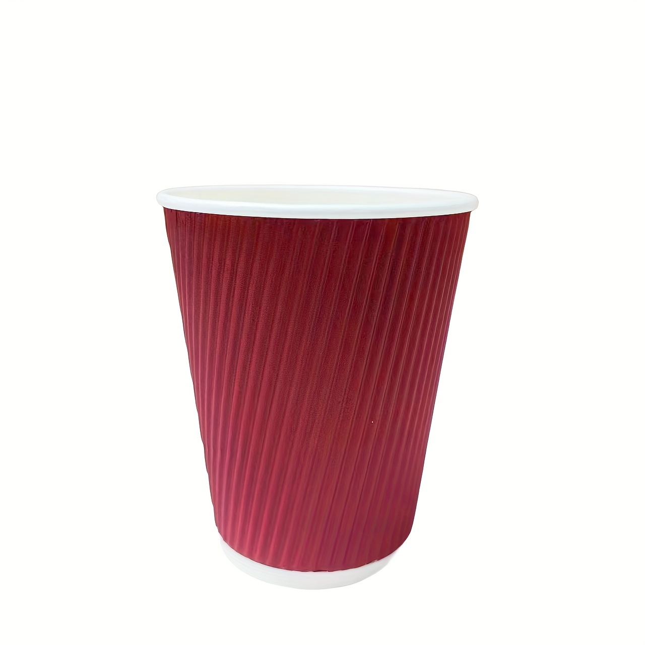 Disposable Coffee Cups w/ Dark Red Double Wall Insulated Ripple