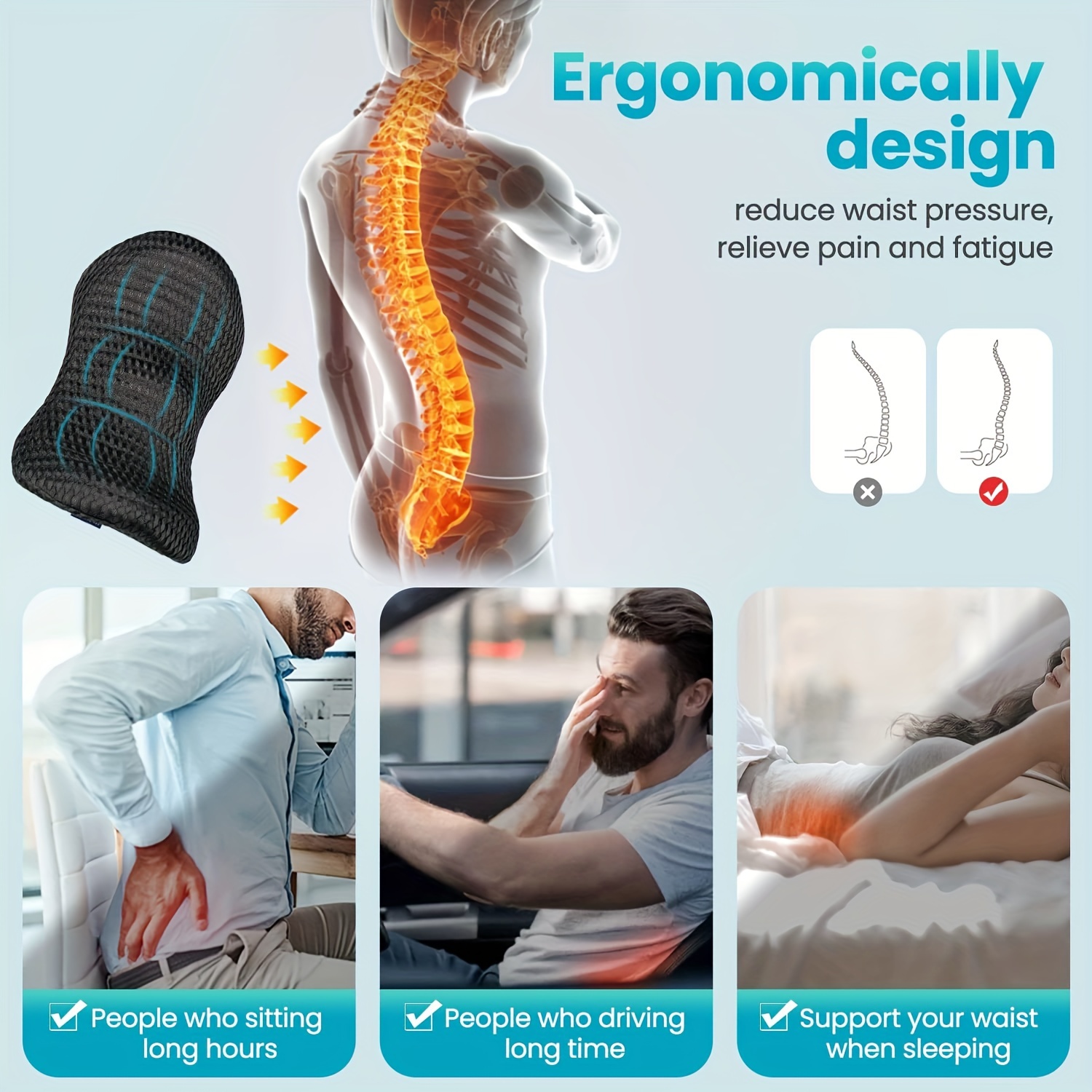 Chair Lumbar Back Support Relax your Back When Driving and Office