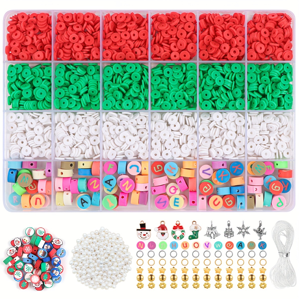 Polymer Clay Beads Bracelet Making Kit With Alloy Christmas-Themed Pendant,  Suitable For Diy Bracelet, Christmas Crafts, Ideal Xmas Gift For Kids