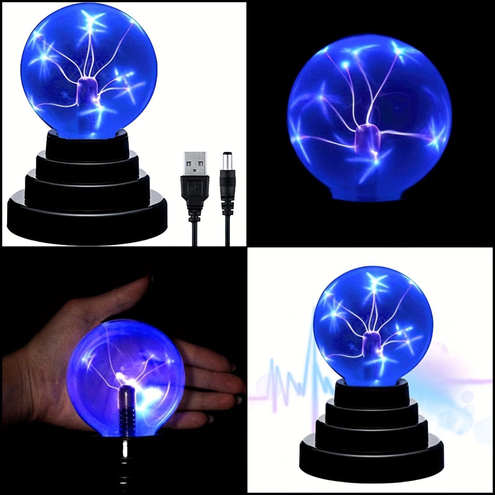 Luz Iones Electrostática Lámpara Cristal Esfera Bola Plasma - Temu