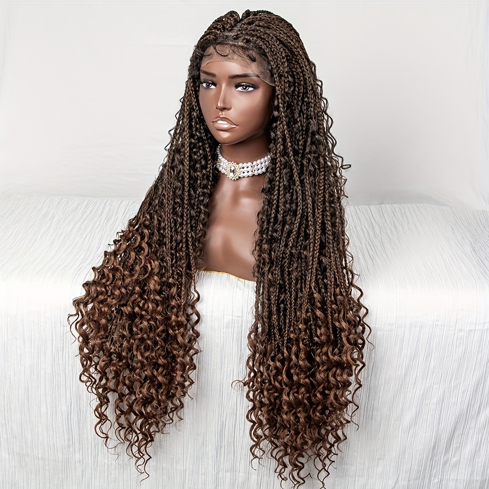 Synthetic 9*6 Lace Front Box Braid Wigs Ombre Color Extra - Temu