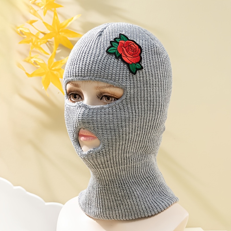 Pasamontañas Rose Flower Ski Mask Beanie Face Mask Pullover Hat Hombres  Mujeres Warm Knitted Beanie