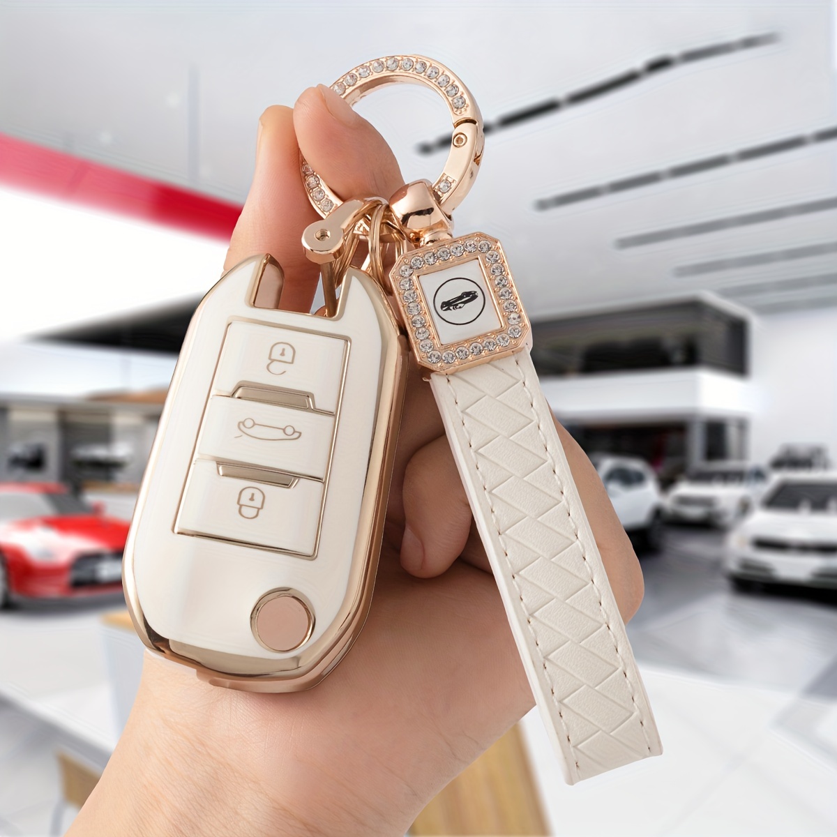 Faux Leather Car Key Shell Cover For For - Temu