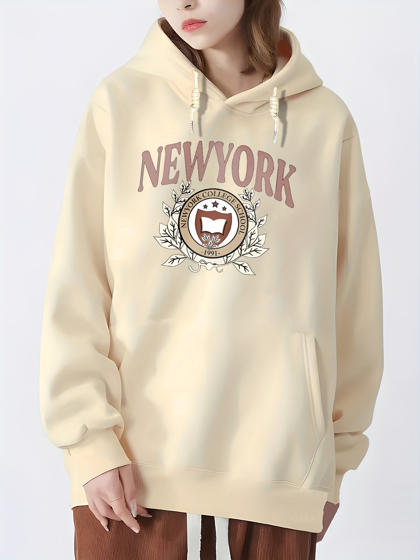 New York Hoodie: New York Hooded Sweatshirt / College Style 