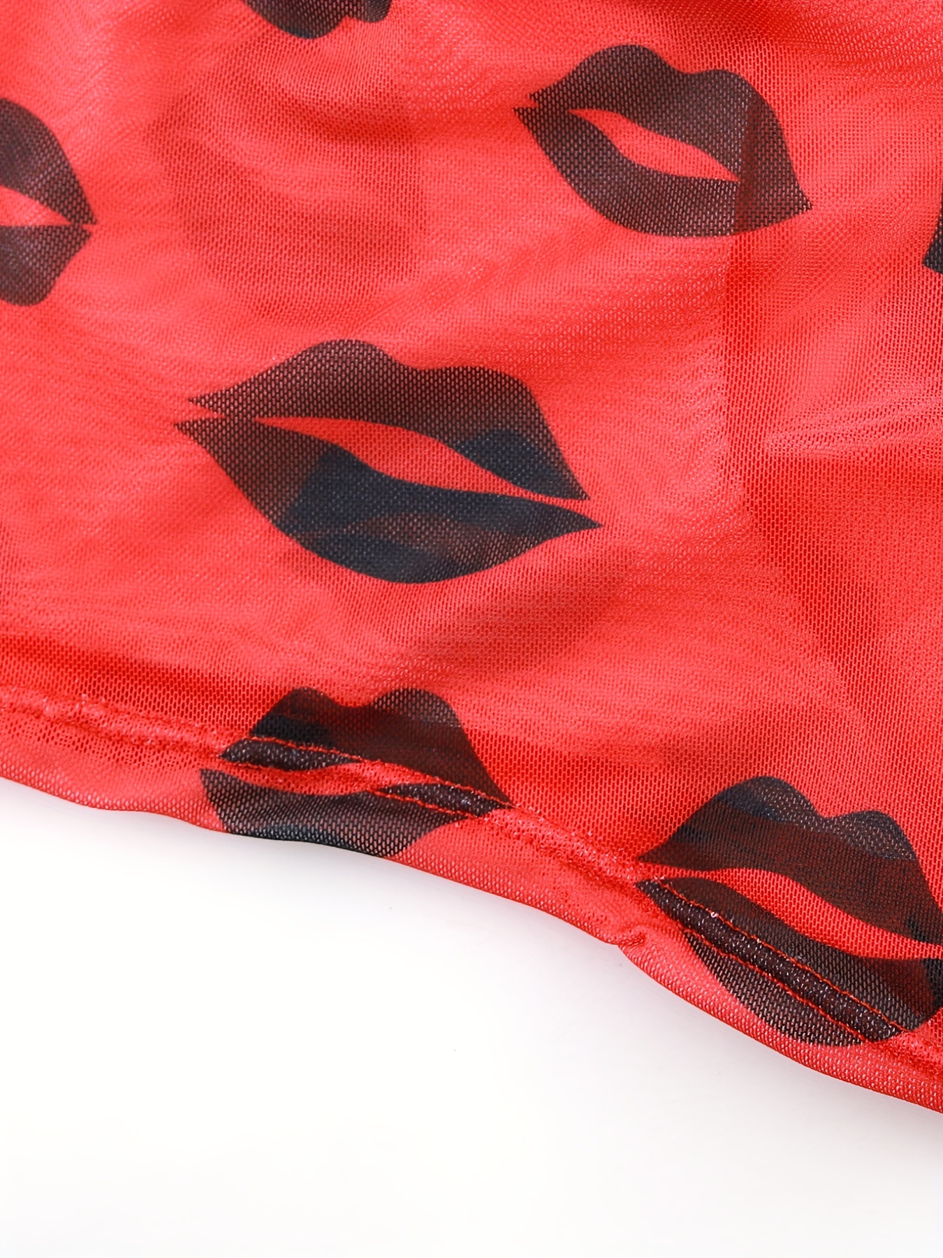 Breathable Men's Lip Print Mesh Boxer Briefs - Sexy Valentine's Day Gift