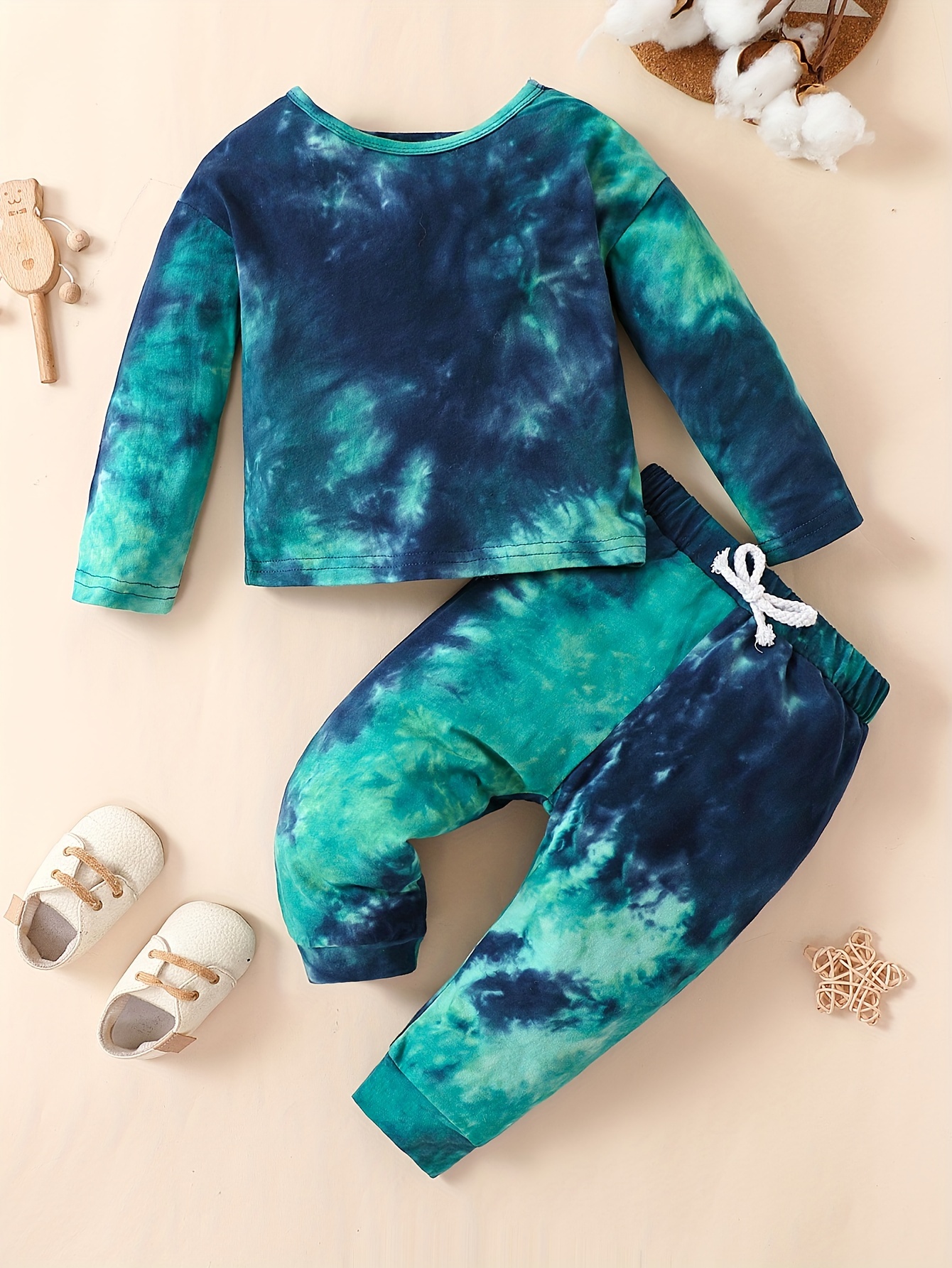 Stylish Tie Dye Set Pullover Top & Pants Outfit for Toddler Baby Boys & Girls, Christmas Gifts,Temu