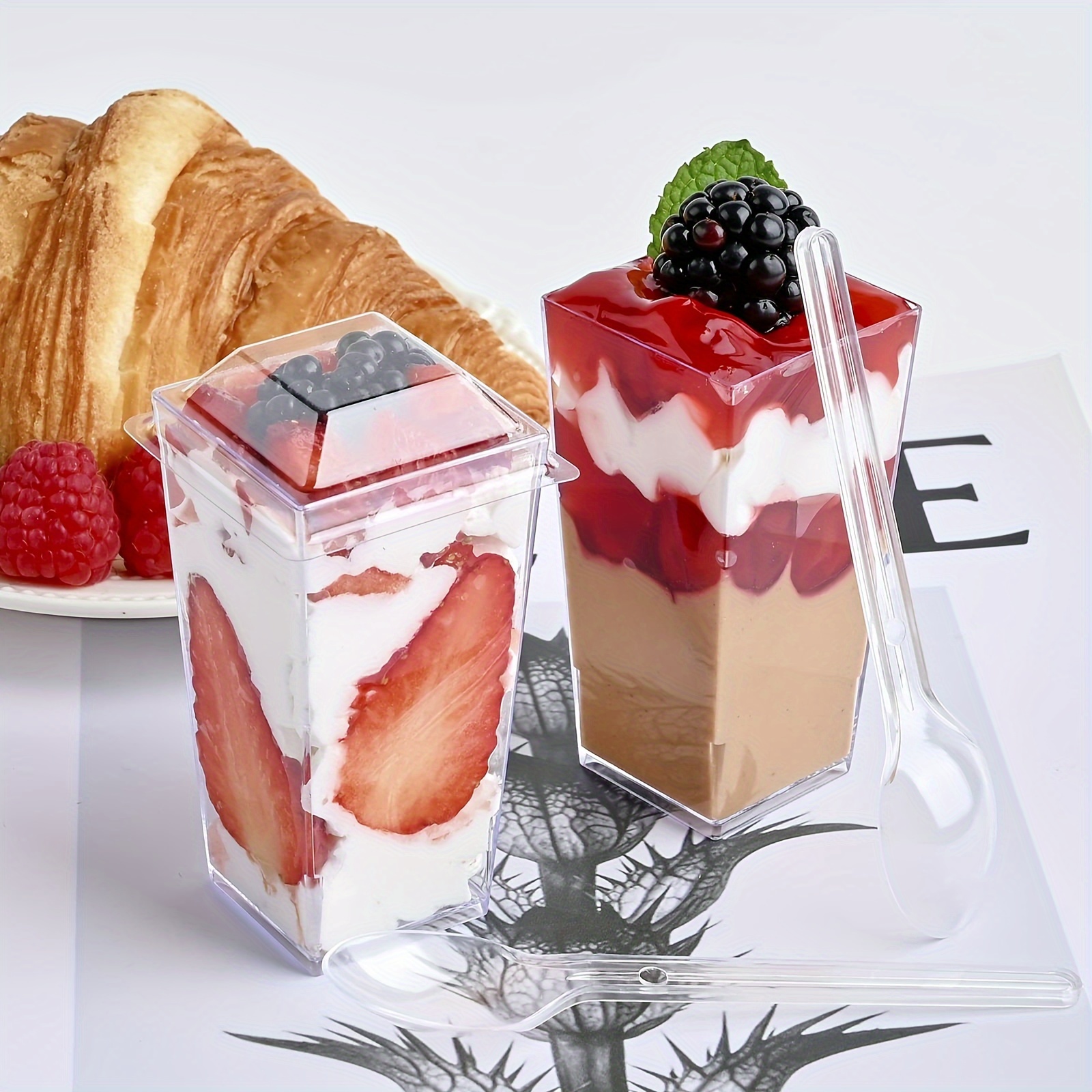 Plastic Dessert Cups With Lid And Spoon Parfait Cups With - Temu