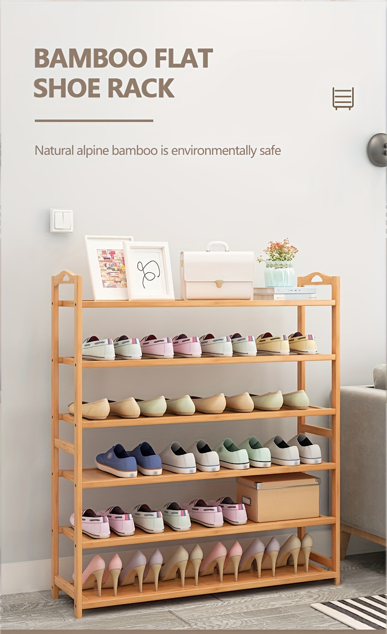 5-Tier Bamboo Freestanding Shoe Rack-Natural