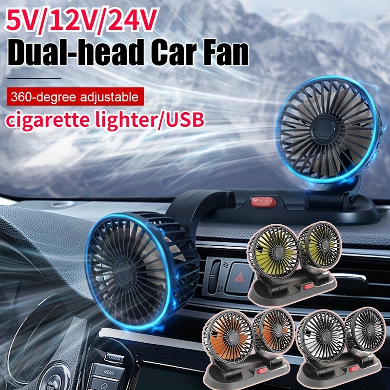 12/24V Car Fan Circulator Double-head Micro USB Electric Fan 360