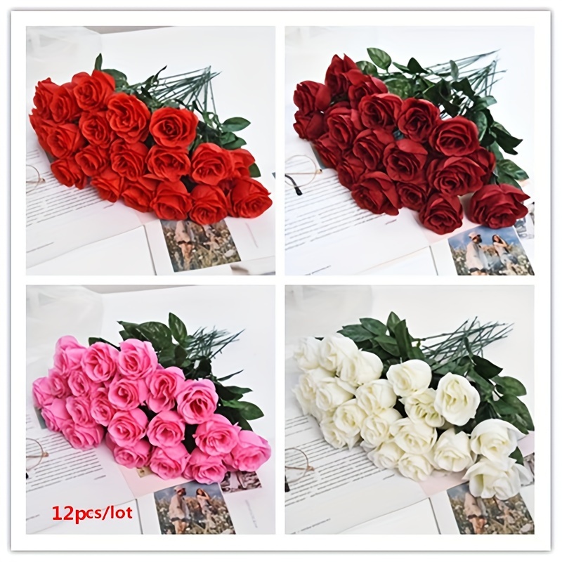 D-Seven Artificial Flowers 100pcs 3cm Mini Fake Roses for DIY Wedding Bouquets Centerpieces Party Baby Shower Scrapbooking Gift Box DIY Crafts