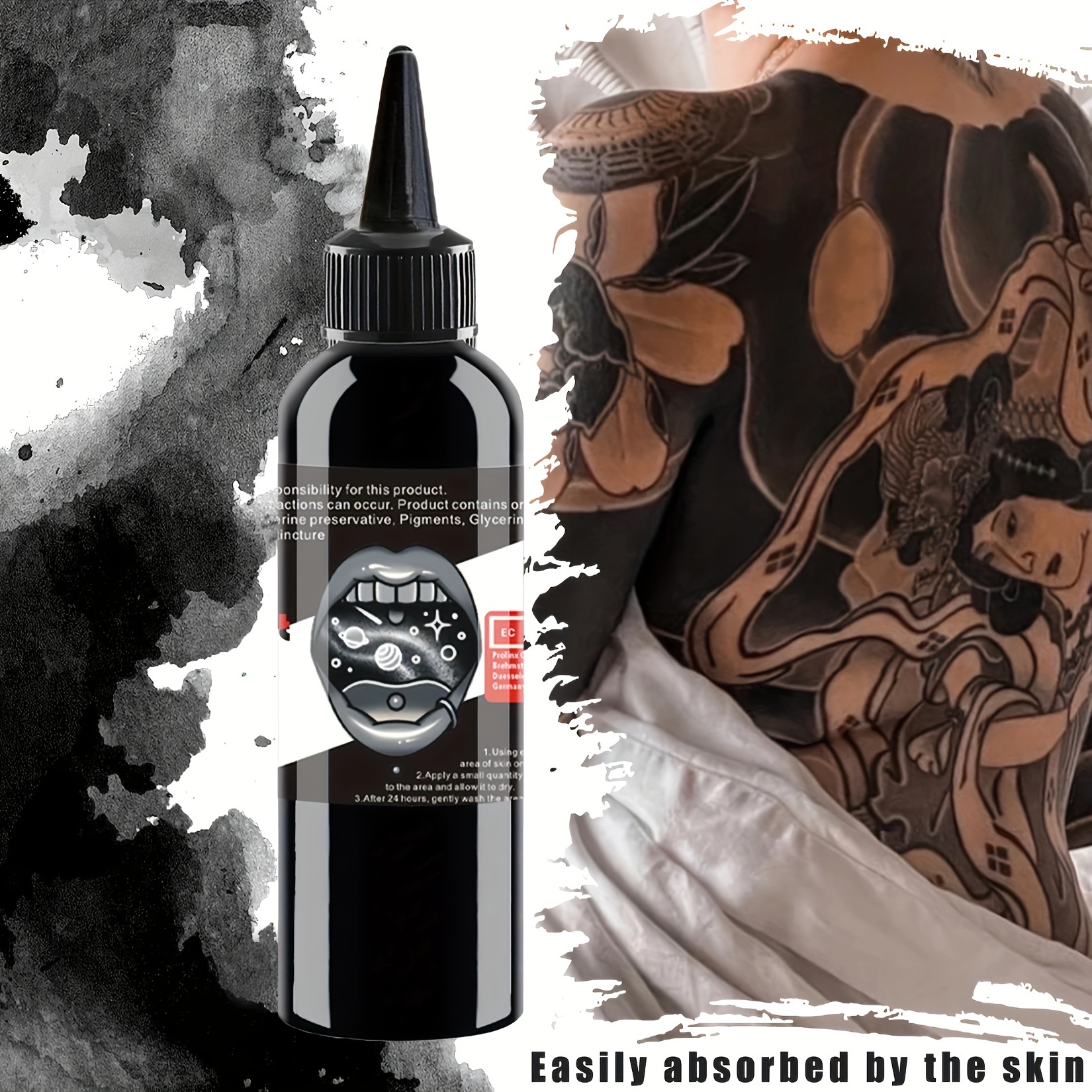 New Tbk Tattoo Ink /bottle Black Supply Permanent Tattoo Ink Black Art  Tattoo - Super Black - Temu Germany