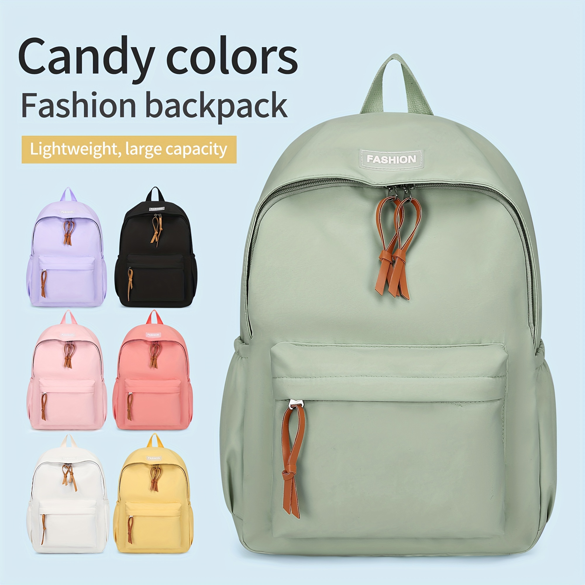 School Bag Small Fresh Campus Travel Backpack Solid Color Student