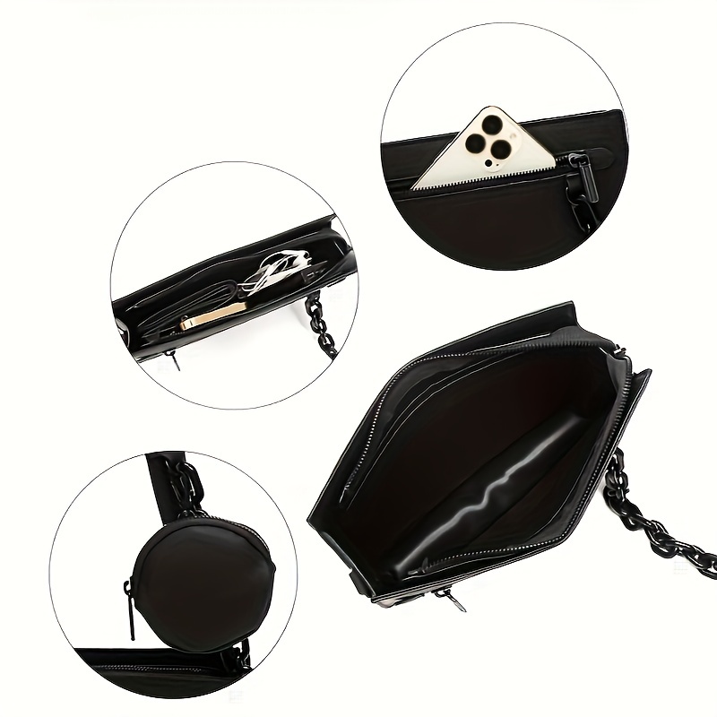New Box Bag, Men's Shoulder Bag, Fashion Crossbody Bag With Chain & Mini  Pouch For Men And Women