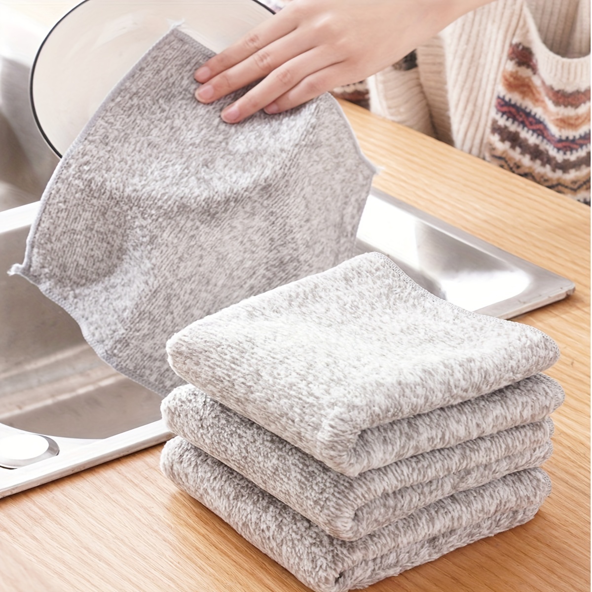 10/20pcs Dishwashing Cloth Kitchen Cleaning Wipes Household Multipurpose  Absorbent Nonstick Oil Fiber Cleaning Cloth